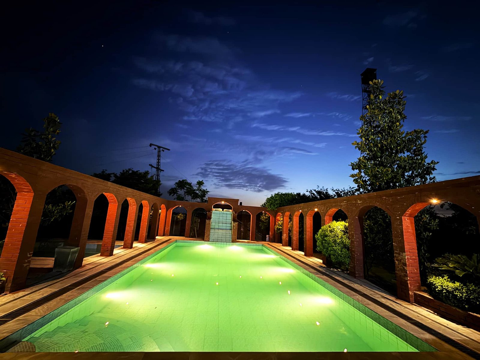 Night View - Wahga Border Retreat | 2BR Pool Farmhouse